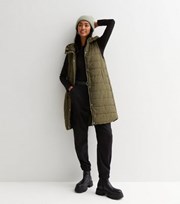 Gini London Olive Long Hooded Gilet